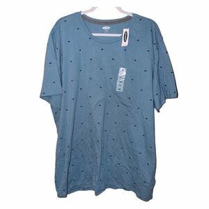 Old Navy Light Blue Short-Sleeve Crewneck Shirt with Micro Dots
